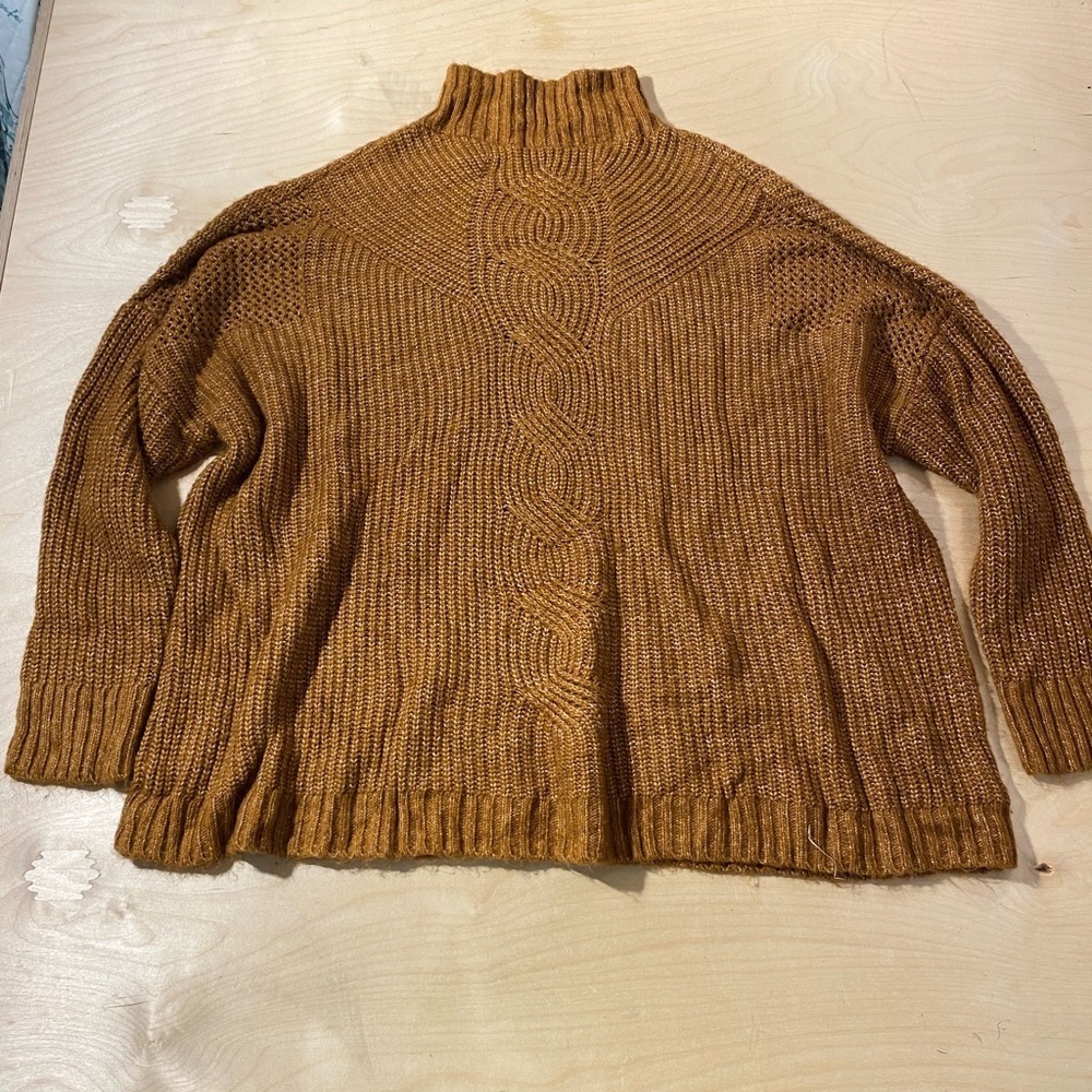 Maurices Warm Tan Cowl Neck Sweater Size 3 (GO)